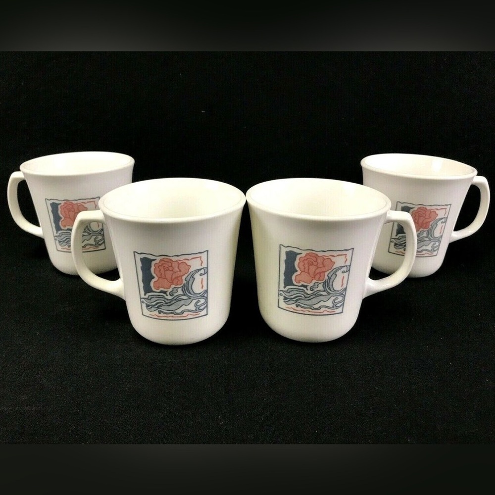 🔥🔥Set of 4 Corning ROSE usa 3-1/2" Coffee Cups Mugs